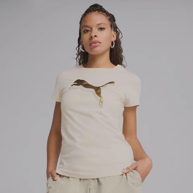 Camiseta Puma ESS Metallic - Feminina - Foto 1