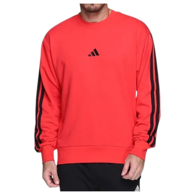 Blusão de Moletom adidas Essentials sem Capuz Três Listras - Masculino - Foto 1