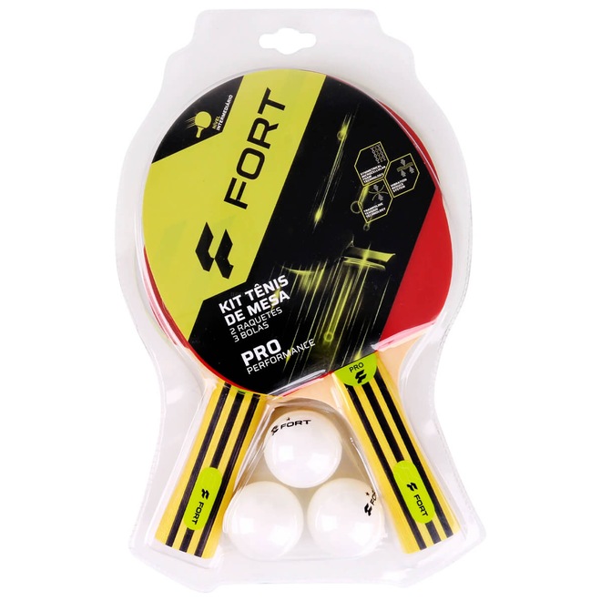 Kit de Tênis de Mesa Fort Pro 2 Raquetes 3 Bolas - Foto 1