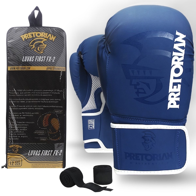 Luva de Boxe e Muay Thai Pretorian First FX2 + Bandagem Extra - Adulto - Foto 1