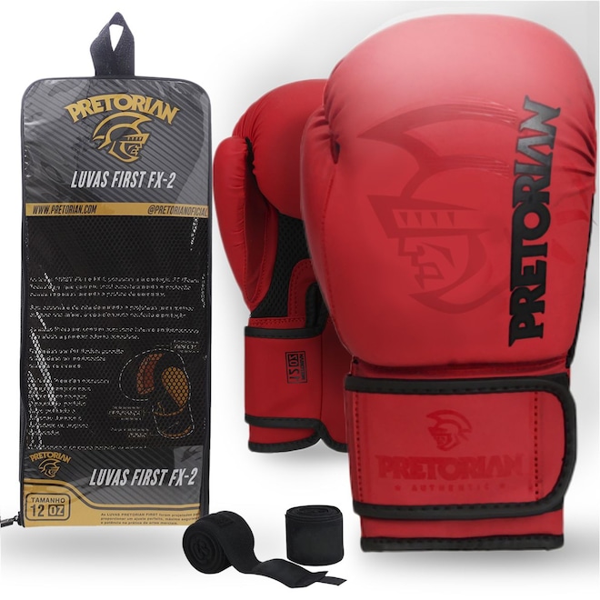 Luva de Boxe e Muay Thai Pretorian First FX2 + Bandagem Extra - Adulto - Foto 1