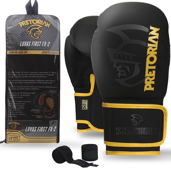 Luva de Boxe e Muay Thai Pretorian First FX2 + Bandagem Extra - Adulto - Foto 1