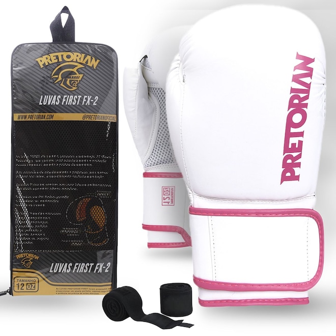 Luva de Boxe e Muay Thai Pretorian First FX2 + Bandagem Extra - Adulto - Foto 1