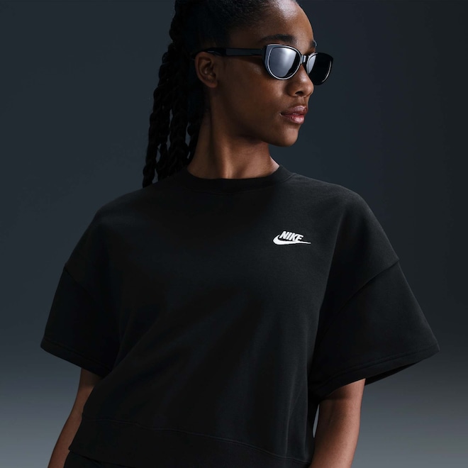 Camiseta Nike Sportswear Club Fleece Crew - Feminina - Foto 1