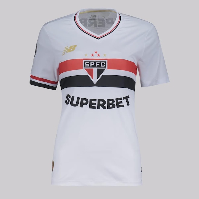 Camisa do São Paulo New Balance I 2025 Patch Libertadores - Feminina - Foto 1