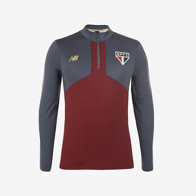 Camiseta New Balance Manga Longa 1/2 Zíper Treino São Paulo 2025 - Masculina - Foto 1
