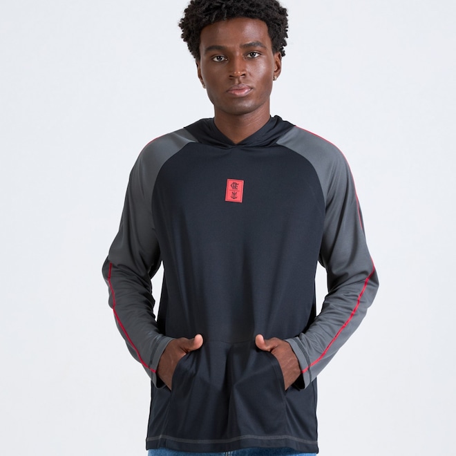 Blusa Flamengo Lacado Manga Longa Braziline - Masculino - Foto 1