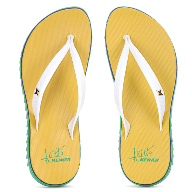 Chinelo Kenner Ibiza Brasil Anitta Amarelo Verde e Azul - Feminino - Foto 1