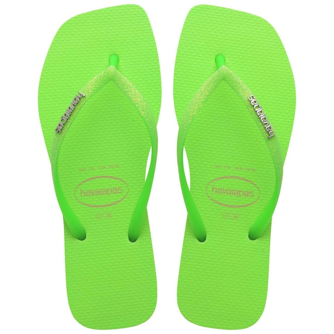 Chinelo Havaianas Slim Square Glitter Neon Feminino - Foto 1