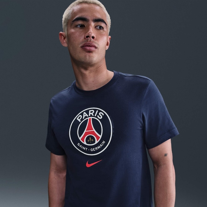 Camiseta Paris Saint-Germain Nike Crest Masculina - Foto 1