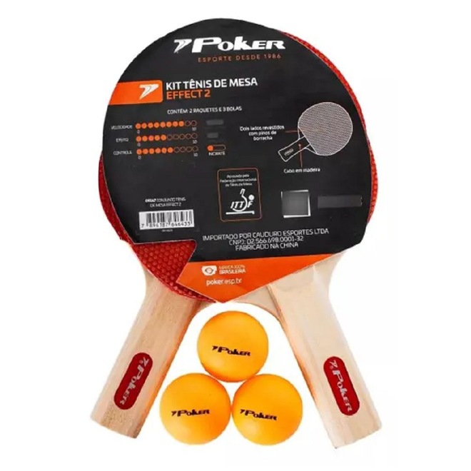 Kit Tênis de Mesa Poker Effect II 2 Raquetes e 3 Bolas - Foto 1