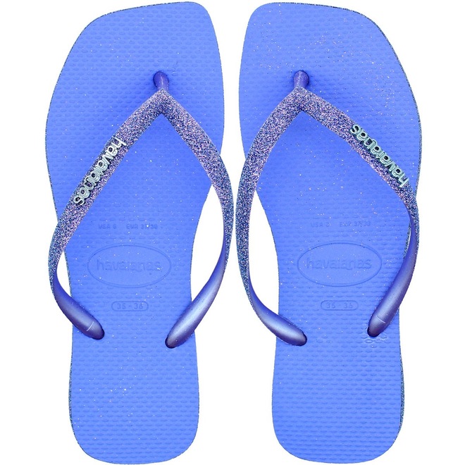 Chinelo de Dedo Feminino Havaianas Slim Square Sparkle Glitter - Foto 1