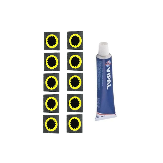 Kit 10 unidades de remendo Vipal reparo 30 mm câmara de ar bike moto + Cola - Foto 1