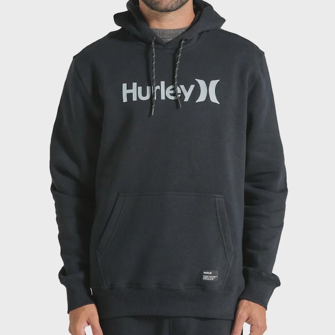 Blusão de Moletom Canguru Masculino Hurley One Only Preto - Foto 1