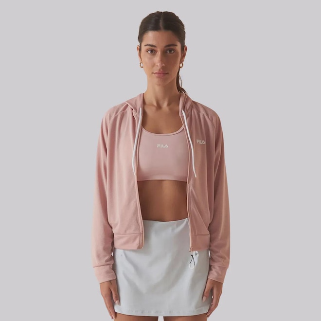 Blusão de Moletom Feminino Fila Flow II Com Capuz - Foto 1