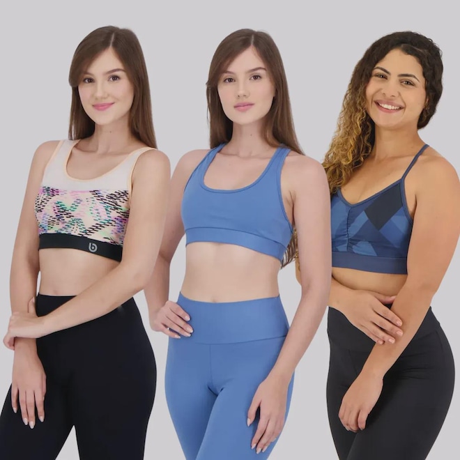 Kit 3 Tops Area Silver Star Preset Feminino - Foto 1