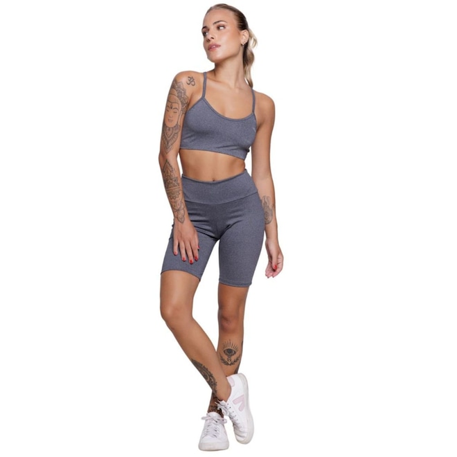 Conjunto Top Alça Fina e Bermudinha Suplex Vekyo - Foto 1