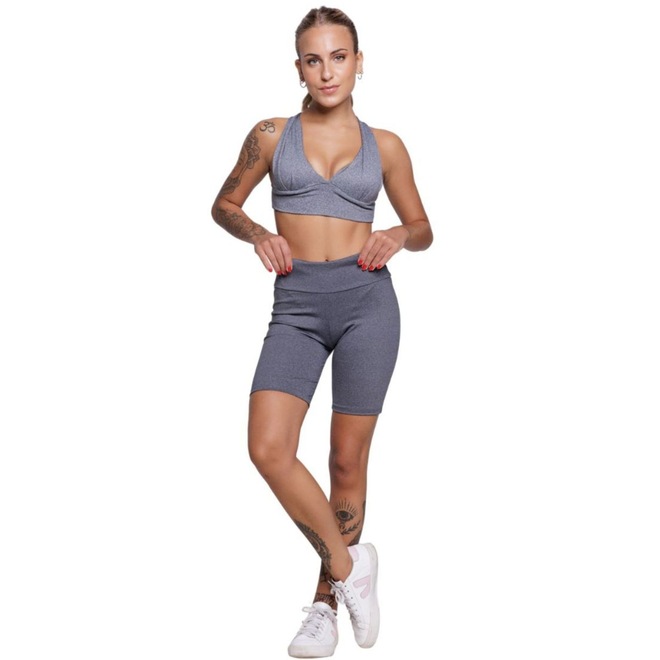 Conjunto Top com Bojo e Bermuda Vekyo Feminino - Foto 1
