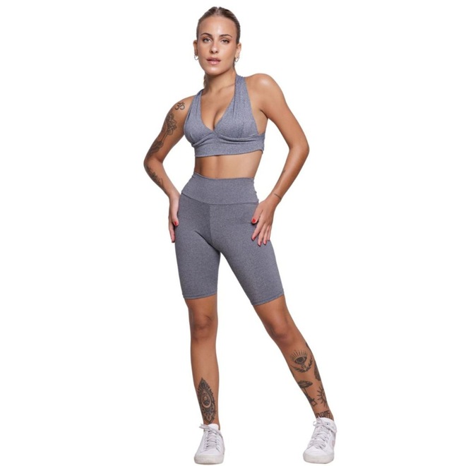 Conjunto Top bojo e Bermuda Ciclista Vekyo Feminino - Foto 1