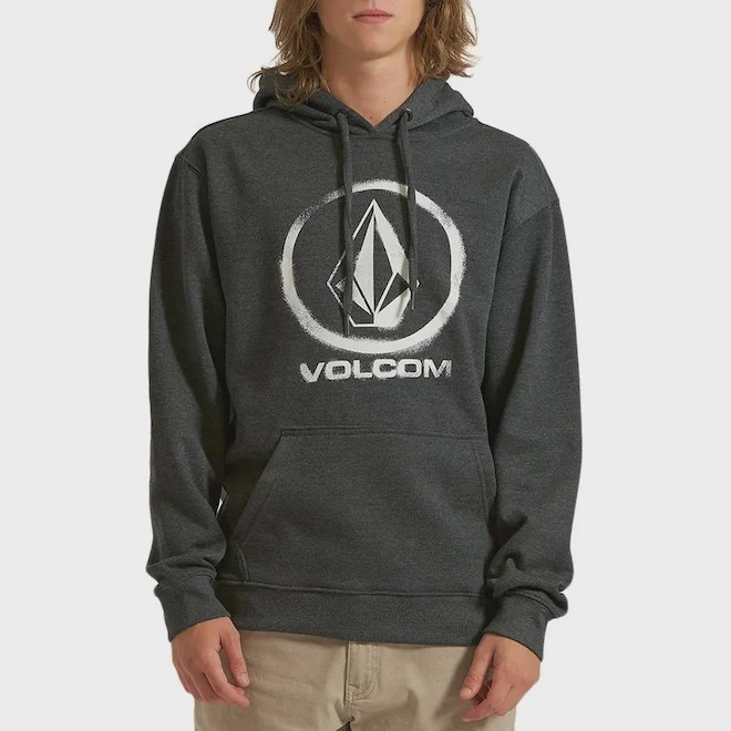 Blusão de Moletom Masculino Volcom Stone Logo Canguru - Foto 1