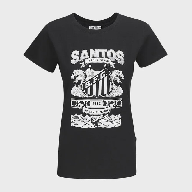 Camiseta Feminina Surf Center Santos Nascer, Viver e No Santos Morrer - Foto 1