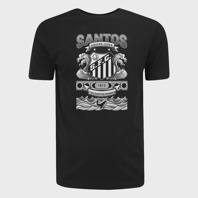 Camiseta Masculina Surf Center Santos Nascer, Viver e No Santos Morrer - Foto 1