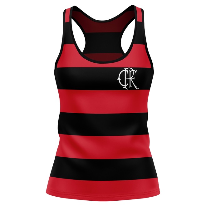 Camisa do Flamengo Regata Fla Tri Rubro-Negro Braziline Feminina - Foto 1