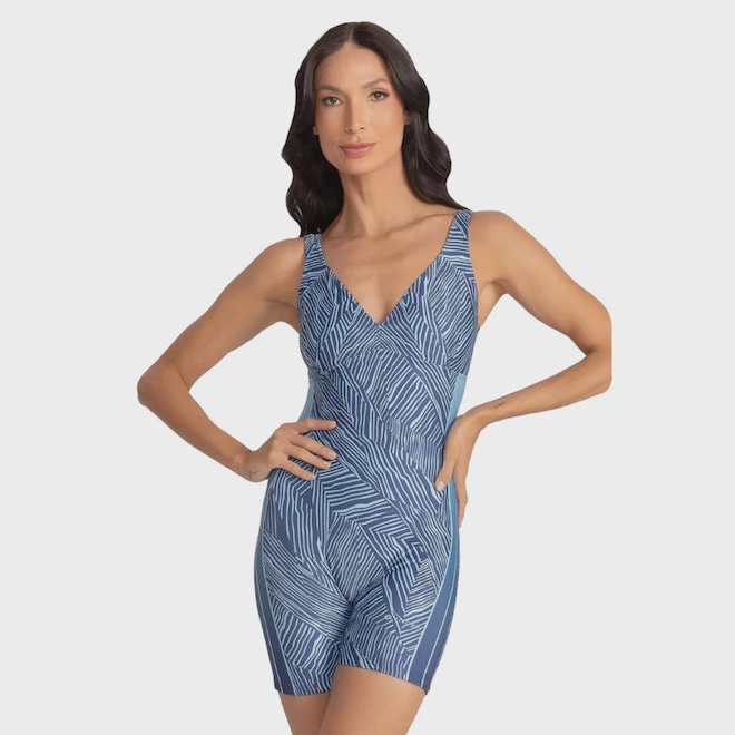 Maio Macaquinho de Natação Feminino Trinys 3588 Estampado - Foto 1