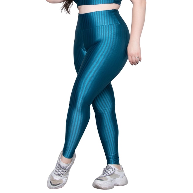 Calça Legging Plus Size New Zig 3D Vekyo Cós Alto Feminina - Foto 1