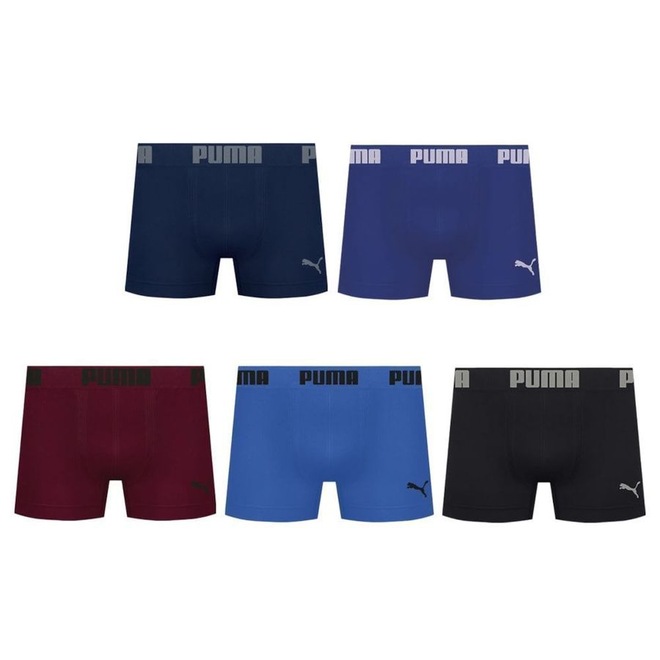 Kit 5 Cuecas Puma Boxer Sem Custura Masculina - Foto 1