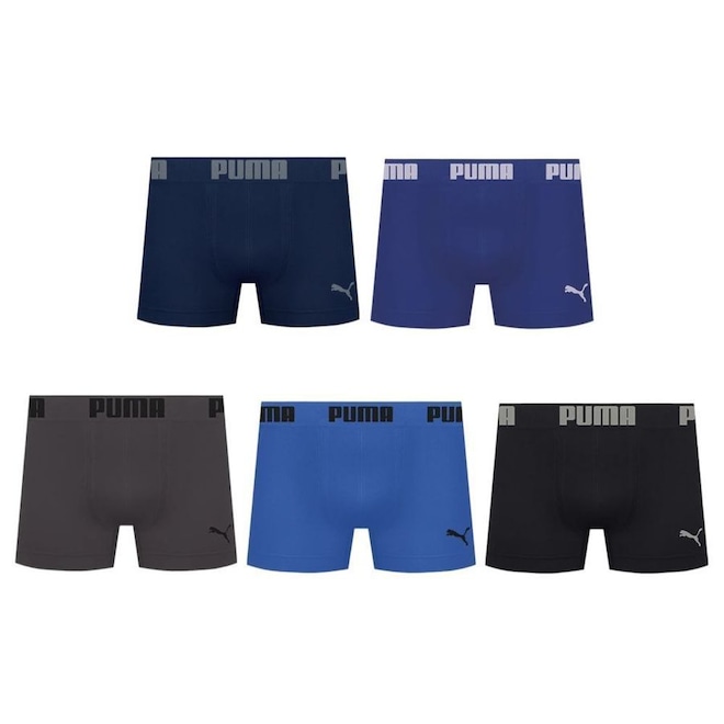 Kit 5 Cuecas Puma Boxer Sem Custura Masculina - Foto 1