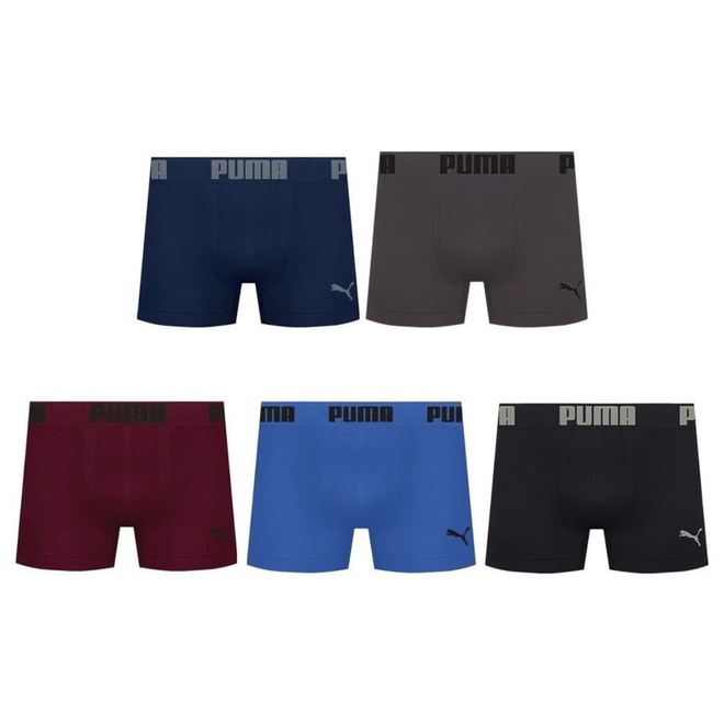 Kit 5 Cuecas Puma Boxer Sem Custura Masculina - Foto 1