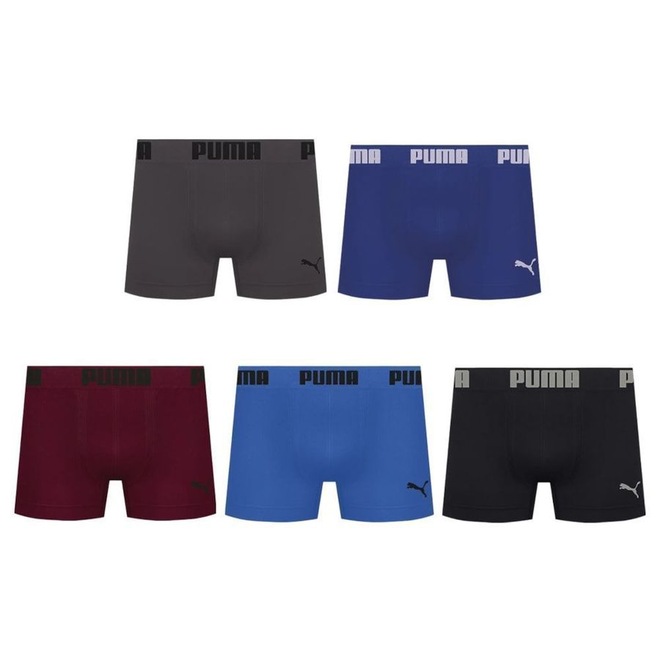 Kit 5 Cuecas Puma Boxer Sem Custura Masculina - Foto 1