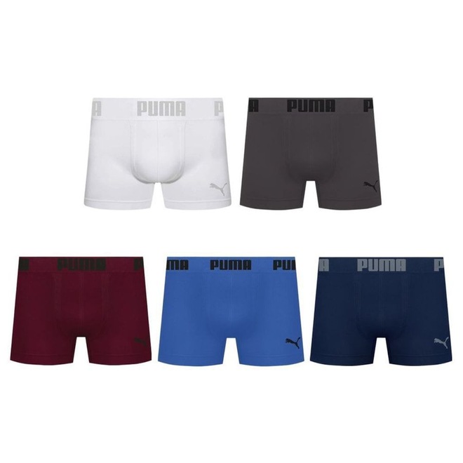 Kit 5 Cuecas Puma Boxer Sem Custura Masculina - Foto 1