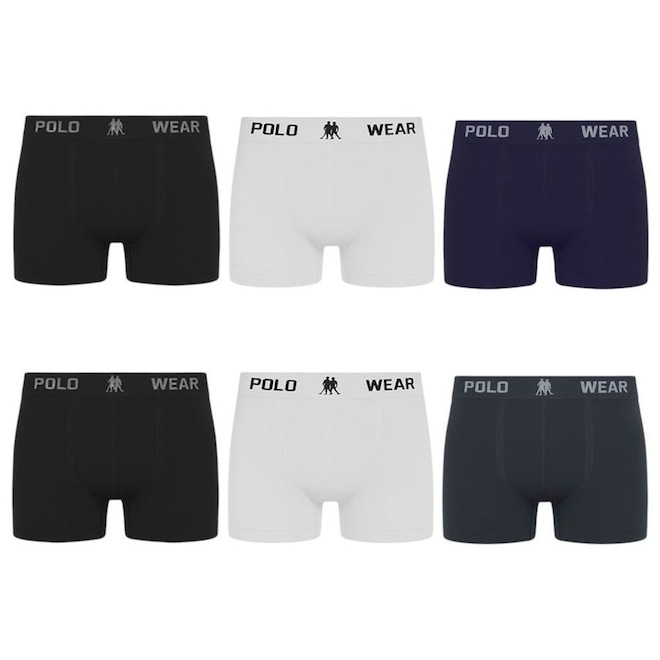 Kit 6 Cuecas Boxer Polo Wear Masculina - Foto 1