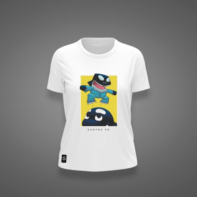 Camiseta do Santos Baleinha e Baleião Zé Carretilha Feminina - Foto 1
