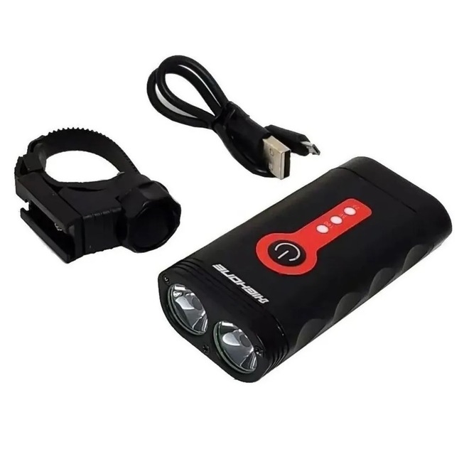 Kit Farol Lanterna para Bike 900 lumens + sinalizador Led High One USB - Foto 1