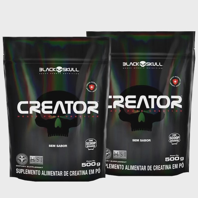 2X CREATOR 500G - 1KG CREATINA MONOHIDRATADA PURA - BLACK SKULL - Foto 1