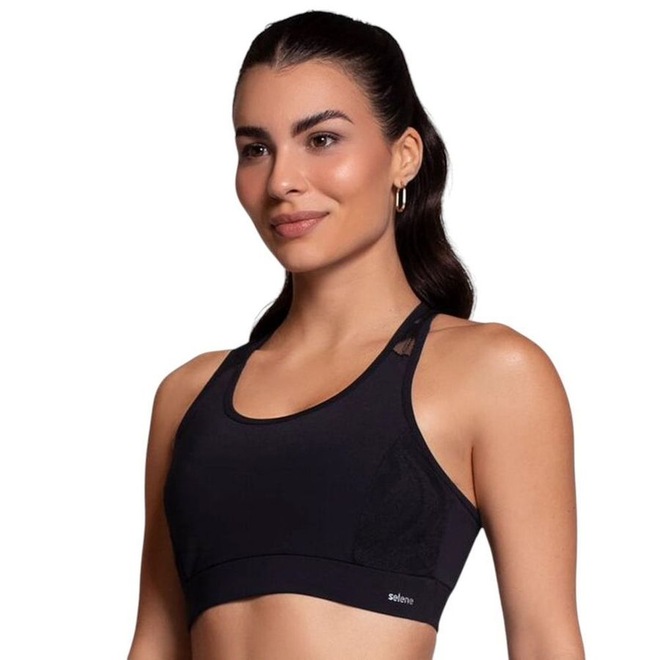 Top com Bojo Selene com Recorte Tule Feminino - Foto 1