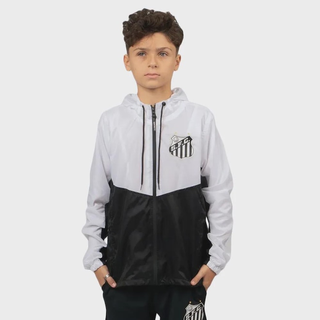 Jaqueta Corta Vento Infantil Surf Center Santos Escudo - Foto 1