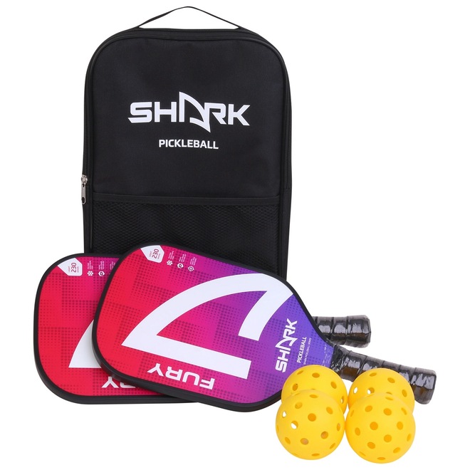 Kit Shark Pickleball 2 Raquetes 4 Bolas e 1 Capa de Transporte - Foto 1