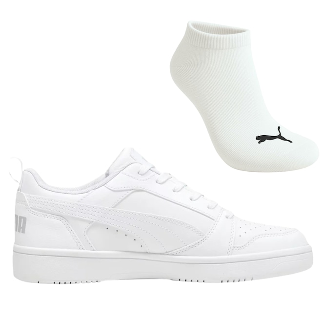 Kit Tênis Masculino Puma Rebound V6 Low Original + Meia - Foto 1