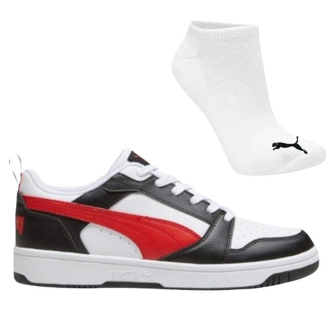 Kit Tênis Masculino Puma Rebound V6 Low Original + Meia - Foto 1