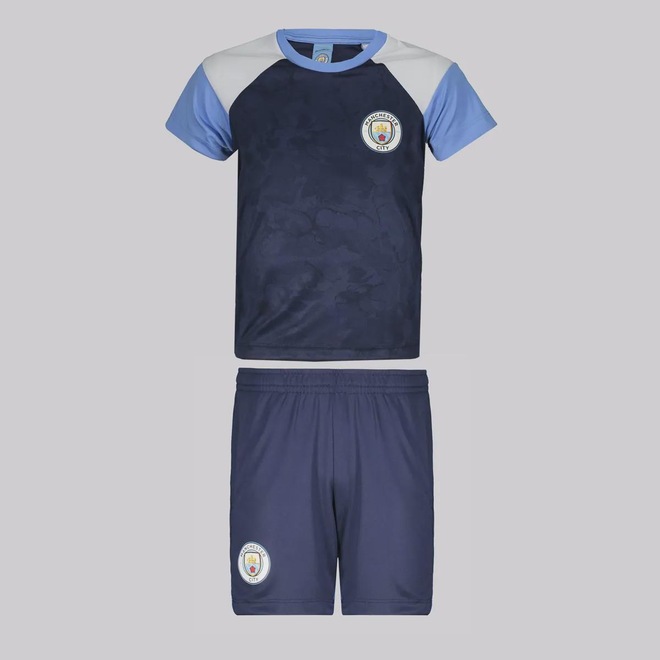 Kit de Camisa do Manchester City + Bermuda Infantil - Foto 1