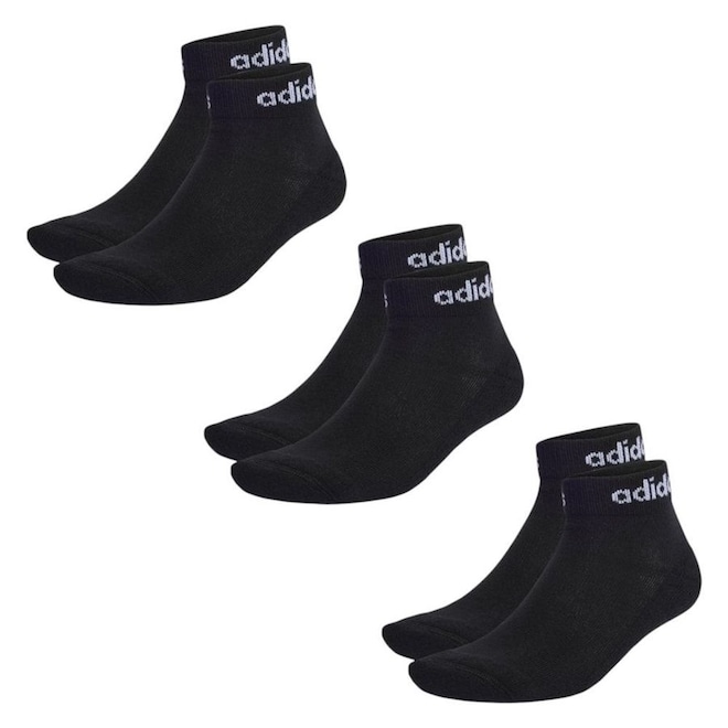 Meia Cano Curto adidas Linear Ankle - 3 Pares - Unissex - Foto 1