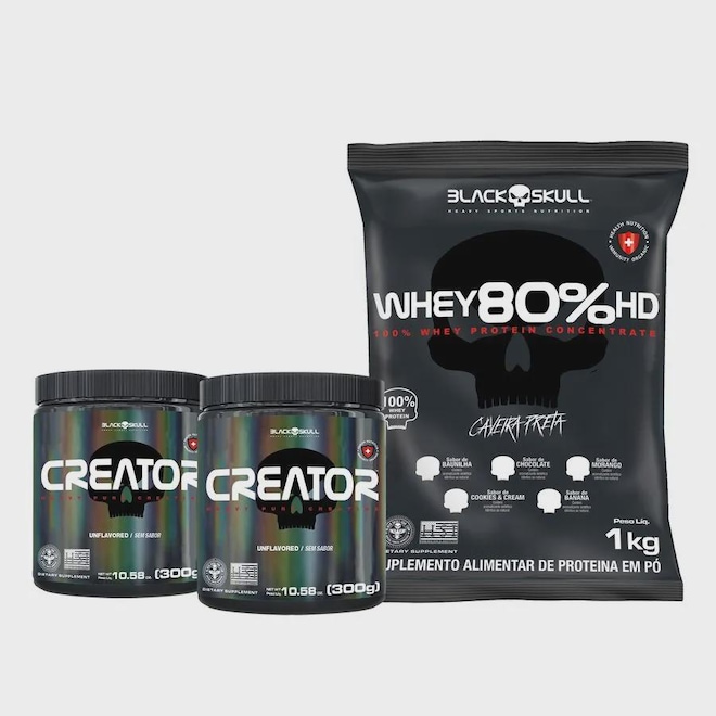 Whey Black Skull 80% HD + 2x Creator 300G - Foto 1