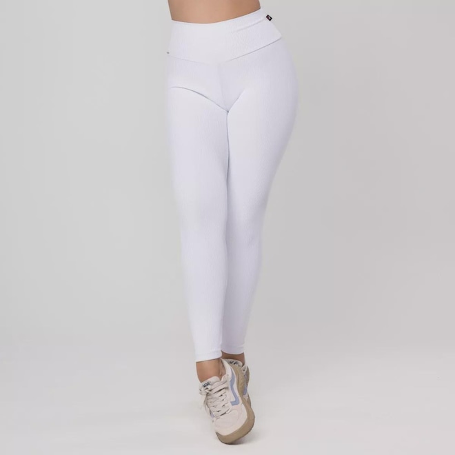 Calça Legging Fitness Textura Canelado Poliamida Feminina - Foto 1