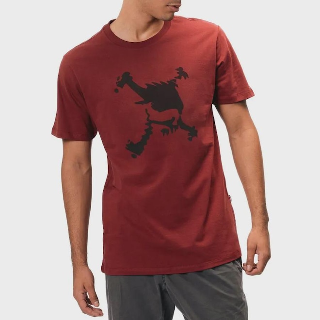 Camiseta Masculina Oakley Heritage Skull Tee Red Night - Foto 1