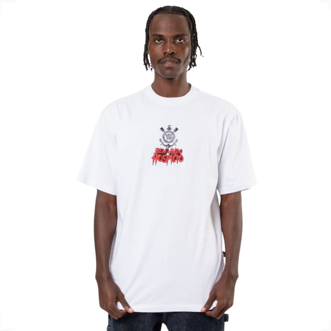 Camiseta do Corinthians Oversized Oficial Bem Vindo Ao Hospício Surf Center Masculina - Foto 1