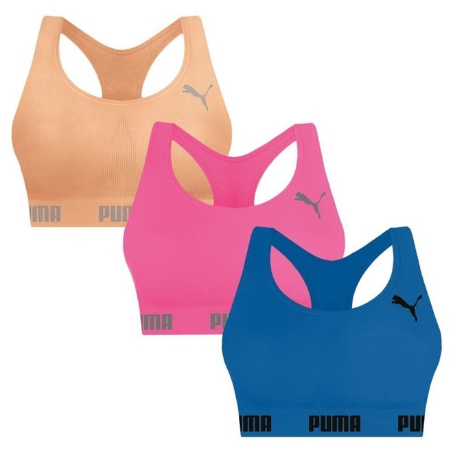 Top Puma Nadador sem Costura - 3 Unidades - Feminino - Foto 1